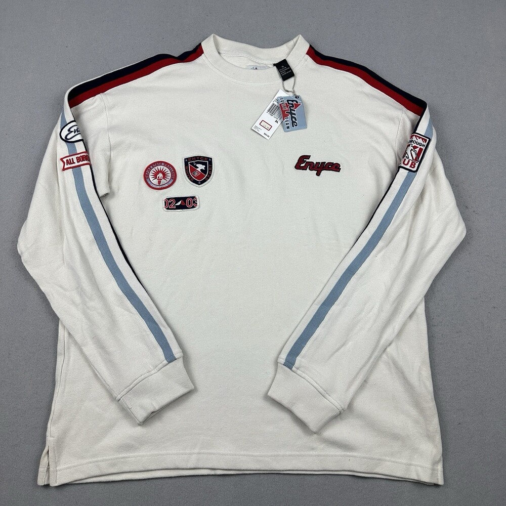 Vintage Enyce Sweater Men XL Beige All Borough Ski Club Y2K Deadstock Streatwear